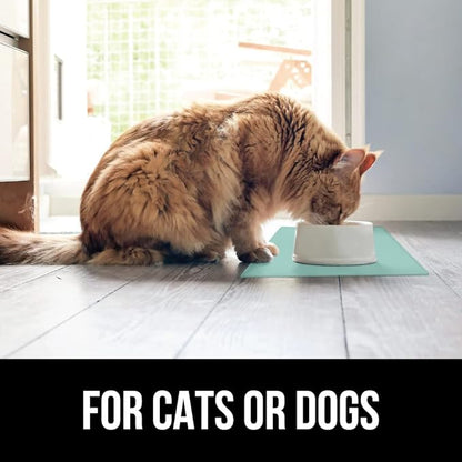 Gorilla Grip 100% Waterproof Raised Edge BPA Free Silicone Pet Feeding Mat, Dog Cat Food Mats Contain Spills Protects Floors, Placemats for Cats and Dogs Water Bowl, Pets Accessories 23x15 Mint - PAWPICO