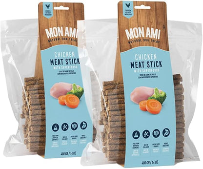 Mon Ami Chicken Meat Sticks for Dogs with Farm Fresh Vegetables (28 Oz) – Human Grade Dog Treats with Superfoods - Training Treats for Dogs - Healthy Dog Treats for Small, Medium and Large Dogs - PAWPICO