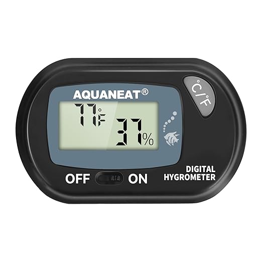 AQUANEAT Reptile Thermometer Hygrometer Digital Display Temperature and Humidity Moniter for Reptiles Rearing Box with Suction Cup Aquaneat