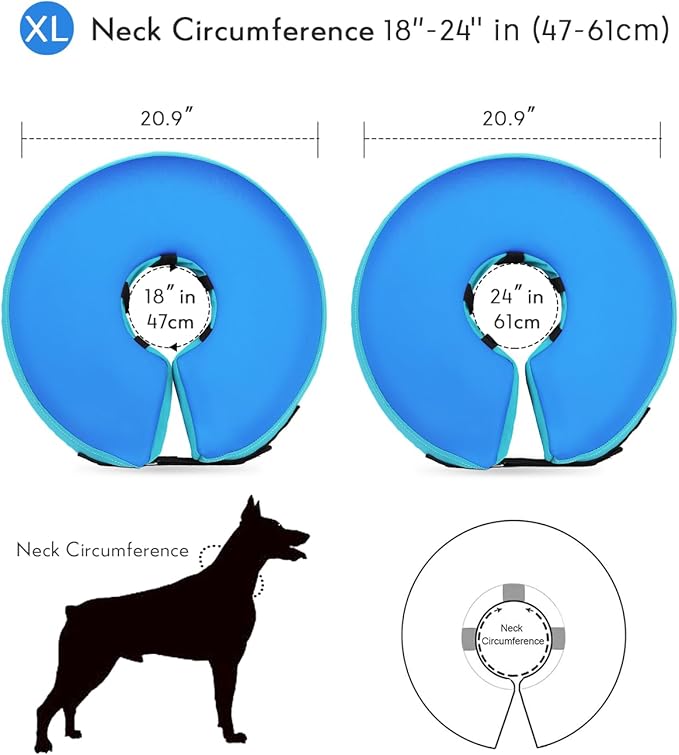 Dog Cone Collar for Small Medium Large Dogs for After Surgery, Pet Inflatable Neck Donut Collar Soft Protective Recovery Cone for Dogs and Cats-Alternative E Collar Does Not Block Vision-GreenBlue,XL MIDOG