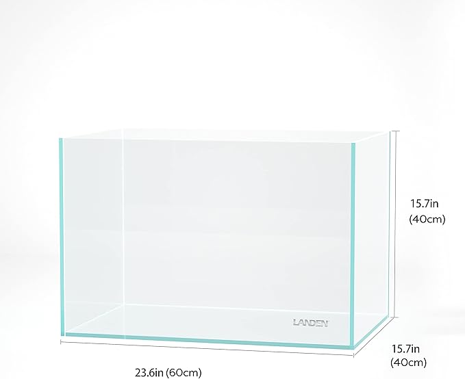 Landen 60P 23 Gallon Rimless Low Iron Aquarium Tank, W23.6×D15.7×H15.7 in(60x40x40cm) 8mm Thickness Landen
