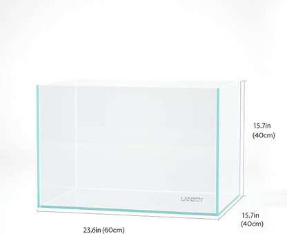 Landen 60P 23 Gallon Rimless Low Iron Aquarium Tank, W23.6×D15.7×H15.7 in(60x40x40cm) 8mm Thickness Landen