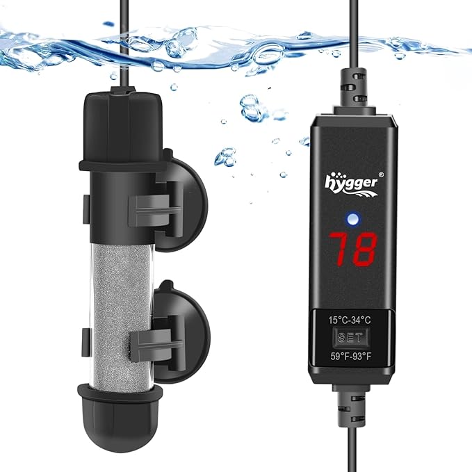hygger Small Aquarium Betta Heater, Submersible Fish Tank Heater 10W/25W/50W/100W with LED Digital Display, Suitable for Marine Saltwater and Freshwater up to 5/10/16/26 Gallon hygger