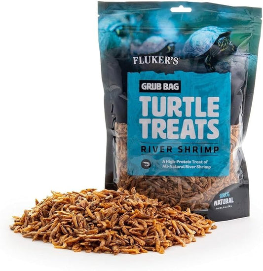Fluker's Grub Bag Turtle Treats, High Protein Freeze Dried River Shrimp, For Aquatic Turtles, Amphibians, and Reptiles, 6 oz Flukers