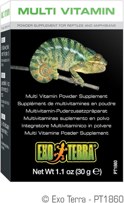 Exo Terra Multi Vitamin Powder Supplement for Reptiles & Amphibians - Balanced Blend of Vitamins, Minerals, Amino Acids & Trace Elements - Supports Growth, Reproduction & Vital Functions 1.1 oz ExoTerra