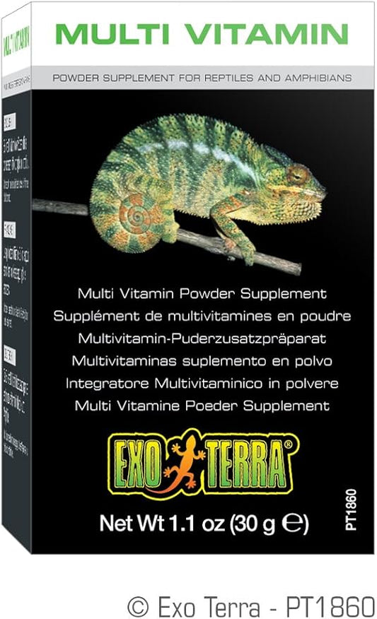 Exo Terra Multi Vitamin Powder Supplement for Reptiles & Amphibians - Balanced Blend of Vitamins, Minerals, Amino Acids & Trace Elements - Supports Growth, Reproduction & Vital Functions 1.1 oz ExoTerra