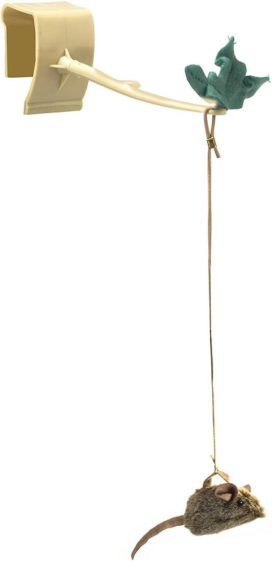 Our Pets Play-N-Squeak Batting Practice Interactive Cat Toy (Cat Toys for Stimulating Play with Real Mouse Sound, Catnip Toys to Entice Hunting Instincts) Brown 4.5 x 1.6 x 7.8 inches - PAWPICO