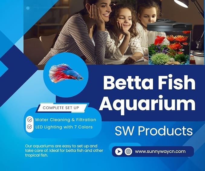Koller Products AquaView 2-Gallon Plastic 360 Aquarium with Power Filter & LED Lighting for Tropical Fish - Betta Fish DISCOVERTHEEXCITINGWORLDOFKEEPINGTROPICALFISH
