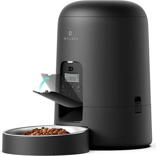 PETLIBRO Automatic Cat Feeder, Cat Food Dispenser Battery-Operated with 180-Day Battery Life, AIR Timed Pet Feeder for Cat & Dog, 2L Auto Cat Feeder, Black - PAWPICO