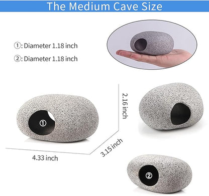 Ceramic Fish Tank Decorations, Betta Fish Tank Accessories Rock Caves, Stackable Aquarium Cichlid Cave, Betta Fish Hideout and House, Small Hiding Rock for Fish Bowl (2 PCS Oval Style A) MUNLITbrandpetsupplies