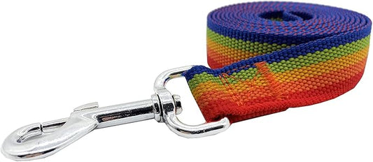 Nylon Dog Training Leash, Traction Rope, 4Ft /5 Foot /6 Feet Long, 5/8 inch 3/4 Inch 1 Inch Wide, for Small and Medium Dogs (1'' x 12 FT, Rainbow) TAIDA