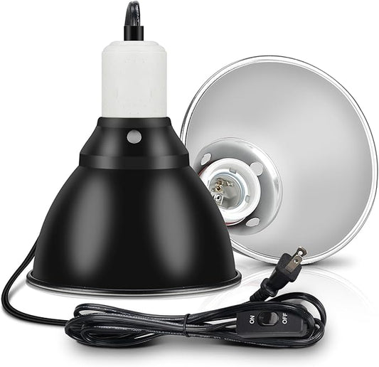 Reptile Lamp Bulb Fixture 5.5 Inch Deep Dome with Switch - Ideal for 60W/75W/100W/150W Heat Lamp Bulbs, Compatible with All E26 UVA/UVB/Basking Heat Bulbs, Supports Up to 150 watts BOEESPATDirect