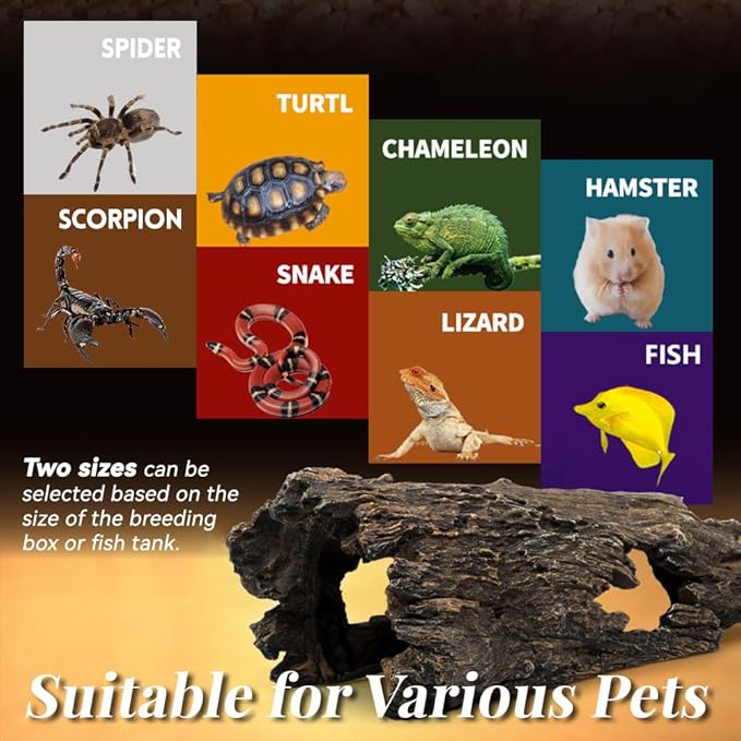 Fish Tank Decorations - Large Aquarium Decorations Air Bubbler Tree Fish House for Betta Hideout Caves Buddha Decor Temple Ruins Arched Betta Fish Accessories Reptile House Shelter Decor (Wood A-M) PTFJZ