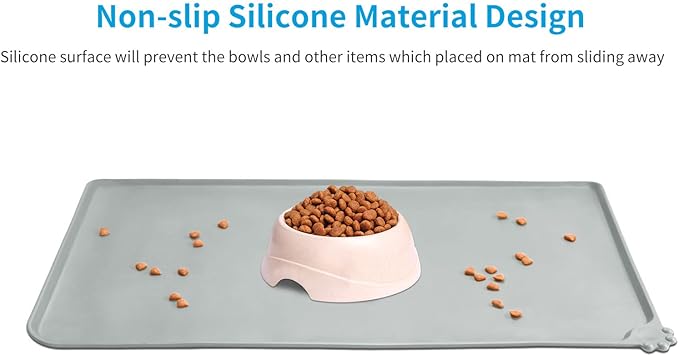 AUDWUD Silicone Waterproof Dog Cat Pet Feeding Mats,Anti Slip Pet Bowl Mats,Pet Feeding Mat, 24" x 16" - PAWPICO