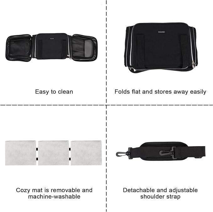 BAGLHER Cat Carrier Bag,Airline Approved Pet Carrier Soft Side Pet Travel 5 Sides Open Doors 3 Sides Expandable Foldable Dog Carrier with Fleece Pad - PAWPICO