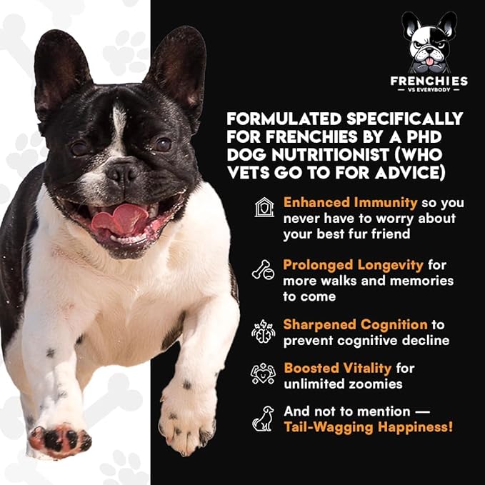 French Bulldog Optimized Mushroom Supplement for Dogs w/Turkey Tail Mushroom, Omega-3, Organic Turmeric – Mushroom Powder Super Food Topper for Dog Immune Support, Digestion, Allergies & Longevity PAWPICO