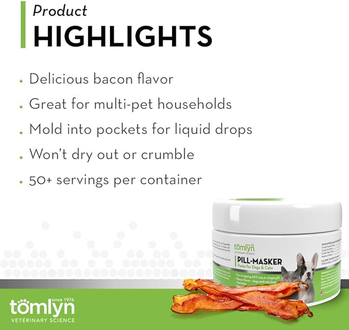 TOMLYN Pill-Masker Original Bacon-Flavored Paste for Dogs & Cats, 4oz Tomlyn
