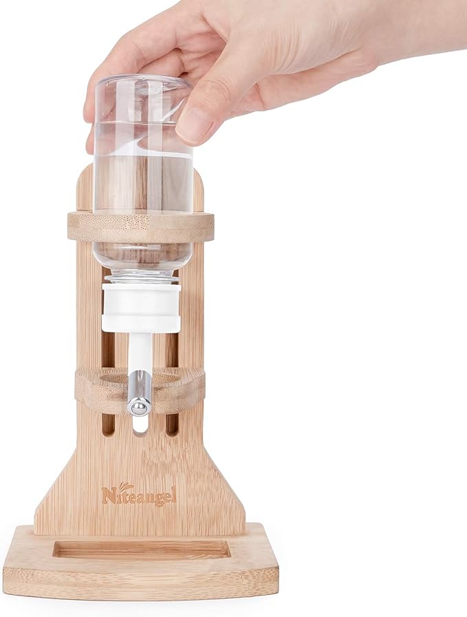 Niteangel Water Bottle with Stand for Syrian Dwarf Hamsters Gerbils Mice Rats Degus Small pet Rodents(White) Niteangel
