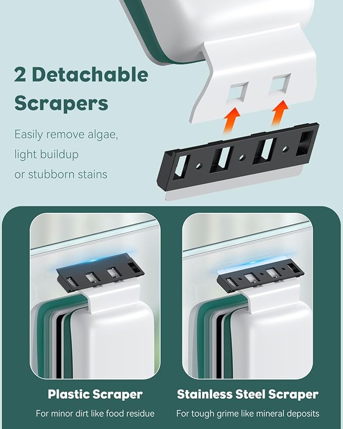 Pawfly Strong Magnetic Fish Tank Cleaner Aquarium Magnetic Glass Cleaner Brush with 2 Detachable Scrapers, Floating Scrubber Brush Cleaning Tool for 1/4-1/2 Inch Thick Glass Pawfly