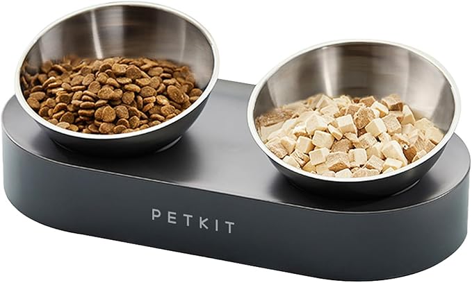 PETKIT Raised Dog Cat Food Bowl 304 Stainless Steel, Elevated Pet Food and Water Bowl Dishes, Elevated Cat Bowls, Non-Slip Tilted Cat Bowl No Spill - PAWPICO