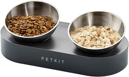 PETKIT Raised Dog Cat Food Bowl 304 Stainless Steel, Elevated Pet Food and Water Bowl Dishes, Elevated Cat Bowls, Non-Slip Tilted Cat Bowl No Spill - PAWPICO