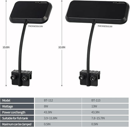 Boxtech Fish Tank Led Light, Small Aquarium Clip On Light, 8W White Led Clamp Light, 4.53 Inch USB Full Spectrum Planted Light for 3 to 6 Gallon Tanks Boxtech