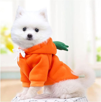Warm Dog Winter Clothes Cute Fruit Dog Coat Hoodies Fleece Pet Dogs Costume Jacket for French Bulldog Chihuahua Ropa para Perro(Orange,M) - PAWPICO