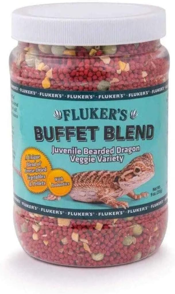 Fluker's Buffet Blend Juvenile Bearded Dragon Veggie Variety Diet, 9-Ounces, Model: 76053 Flukers