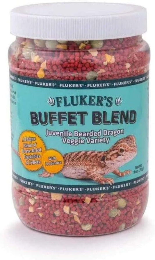 Fluker's Buffet Blend Juvenile Bearded Dragon Veggie Variety Diet, 9-Ounces, Model: 76053 Flukers
