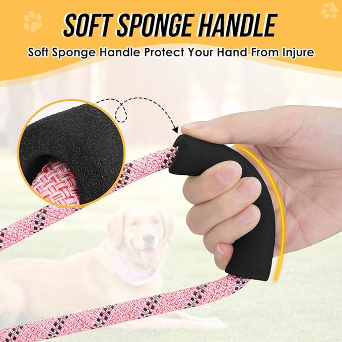 Lukovee Hands Free Dog Leash, 10FT Adjustable Dog Training Leash 1/2 Inch Nylon Heavy Duty Lead No Pull for Large Medium Dogs, Tangle Free Reflective Waist Leash for Dog Walking Running, Pink Lukovee