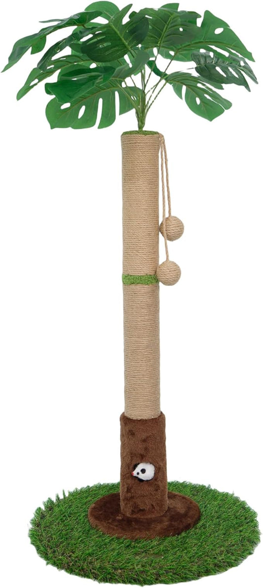 Cat Scratching Post for Indoor Cats and Kitten - 35.43" Tall Cat Scratching Post with Sisal Rope,Palm Tree Cat Scratch Post with Hanging Ball - PAWPICO