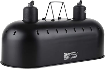 15inch Light Fixture, Max 150W Dual Reptile Heat Lamp Fixture with Separate Switches, Double Dome UVB Light Fixture for Reptile Terrarium and Tortoise Habitat DXOPHIEX