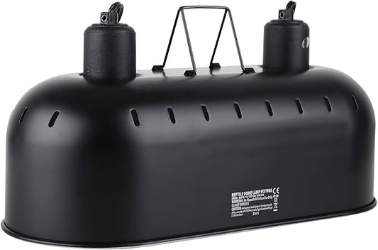 15inch Light Fixture, Max 150W Dual Reptile Heat Lamp Fixture with Separate Switches, Double Dome UVB Light Fixture for Reptile Terrarium and Tortoise Habitat DXOPHIEX