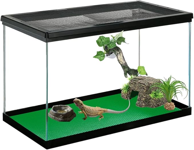 Bearded Dragon Tank Accessories, Reptile Terrarium Liner Substrate for Leopard Gecko, Snake, Lizard and Tortoise, Non-adhesive Reptile Carpet Bedding for Reptile Tank, Green Duedusto