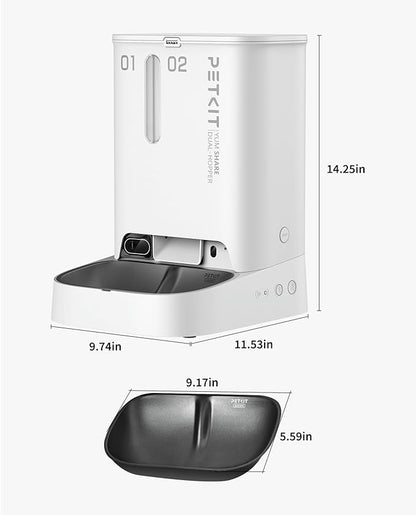 PETKIT Automatic Cat Feeder with Camera,1080P HD Video with Night Vision,Double Hopper Pet Feeder for Cats and Dogs with 2-Way Audio,Smart App Control Cat Food Dispenser,2.4G WiFi/Anti-Stick Bowl - PAWPICO