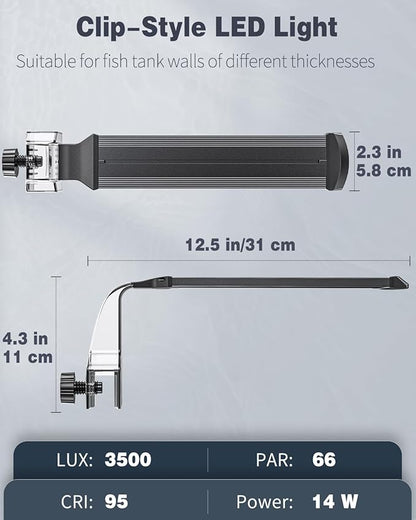 Pawfly Aquarium LED Light 24/7 Fish Tank Light with Full Spectrum Brilliant White Blue Red Green Lights Multi-Colored LEDs with D/N Mode Single Color Effects Timer and Adjustable Brightness Pawfly