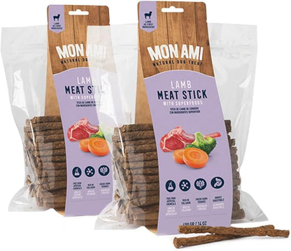 Mon Ami Lamb Meat Sticks for Dogs with Farm Fresh Vegetables (28 Oz) – Human Grade Dog Treats with Superfoods - Training Treats for Dogs - Healthy Dog Treats for Small, Medium and Large Dogs - PAWPICO