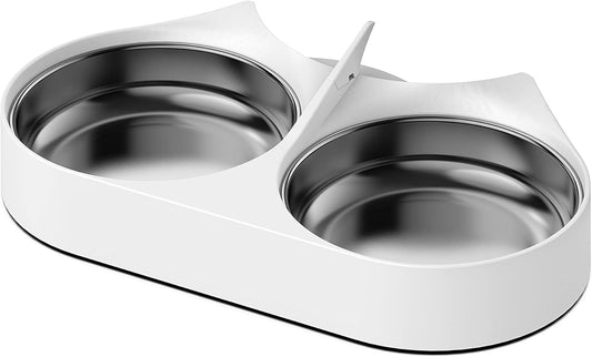 PETLIBRO Pet Food Splitter with Stainless Steel Bowls, Automatic Cat Feeder Bowls for Two Cats or Dogs, Suitable for PETLIBRO Automatic Cat Feeder PLAF005, PLAF006, PLAF103, PLAF203, White - PAWPICO