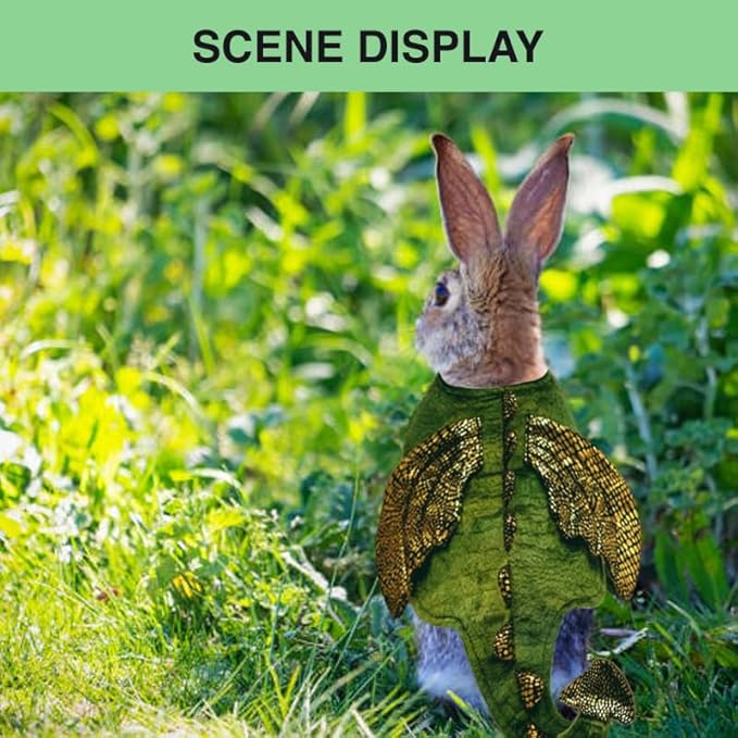 Rabbit Harness Leash Set, Halloween Rabbit Costume Adjustable Small Animal Dinosaur Leash Harness for Rabbits (Large HOKABLE