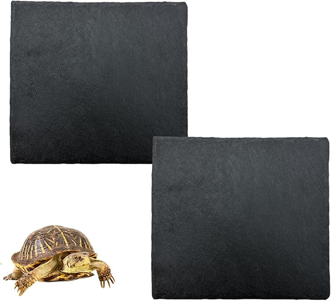 Reptile Basking Platform 2Pcs 6.0''x6.0'' Turtle Rock Plate Slate Feeding Platform Food Dish Bowl Bathing Rock Rest Terrace for Chameleon Lizard Bearded Dragon Gecko Snake Frog Newt (6.0''/15CM) Tfwadmx