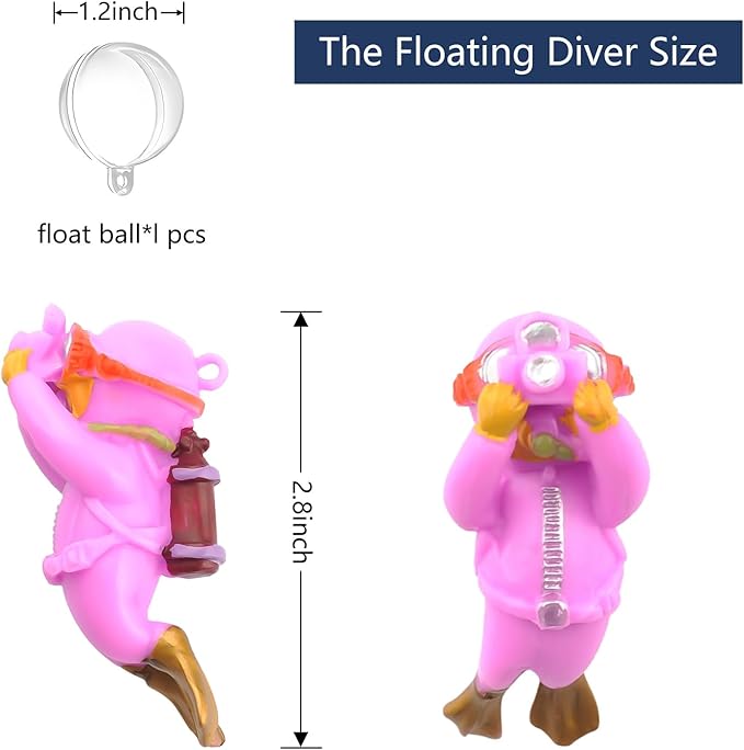 onesimcr Floating Fish Tank Decorations, Aquarium Decorations, Lovely Diver Fish Tank Decorations, Floating Device Fish Tank Accessories，Suitable for All Kinds of Fish Tanks(Purple)… onesimcr