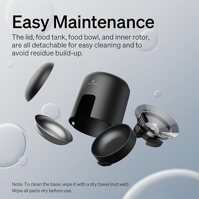 PETLIBRO Automatic Cat Feeder, Battery-operated Automatic Cat Food Dispenser with 180-Day Life, AIR Cordless Timed Pet Feeder for Cat & Dog, 2L Auto Cat Feeder, Black - PAWPICO