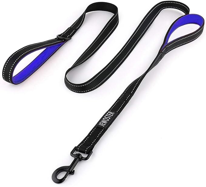 Dog Leash Heavy Duty - 2 Handles by Padded Traffic Handle for Extra Control, 6foot Long - Perfect for Medium to Large Dogs (6 ft, Black Blue) JEWOSTER