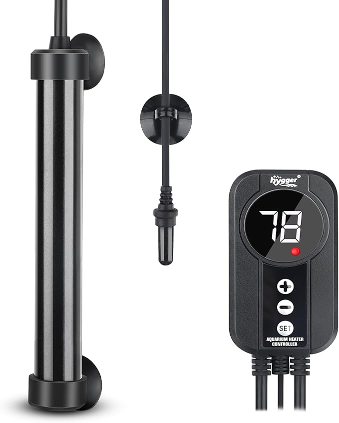 hygger Marine Aquarium Heater 50W 100W 200W 300W 500W,Titanium Heater with Temperature Calibration,Digital LED Controller,Temperature Probe,Submersible Fish Tank Heater for Saltwater Freshwater Tank hygger