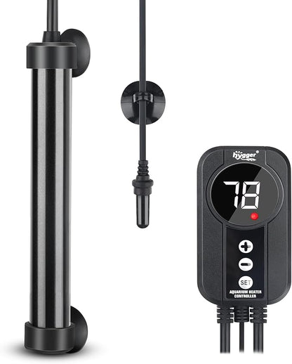 hygger Marine Aquarium Heater 50W 100W 200W 300W 500W,Titanium Heater with Temperature Calibration,Digital LED Controller,Temperature Probe,Submersible Fish Tank Heater for Saltwater Freshwater Tank hygger