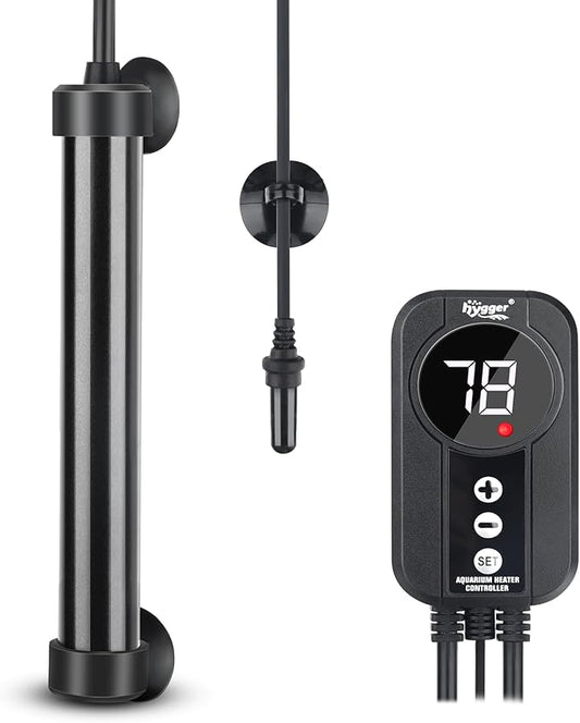 hygger Marine Aquarium Heater 50W 100W 200W 300W 500W,Titanium Heater with Temperature Calibration,Digital LED Controller,Temperature Probe,Submersible Fish Tank Heater for Saltwater Freshwater Tank hygger