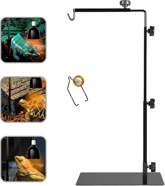 Reptile Metal Lamp Stand, Adjustable 24 to 38 in of The Basking Light Floor Holder Heat Lamp Bracket, Suitable for Snake Turtle Bearded Dragon Chameleon Habitat Terrarium Tank Accessories BOURDSERK