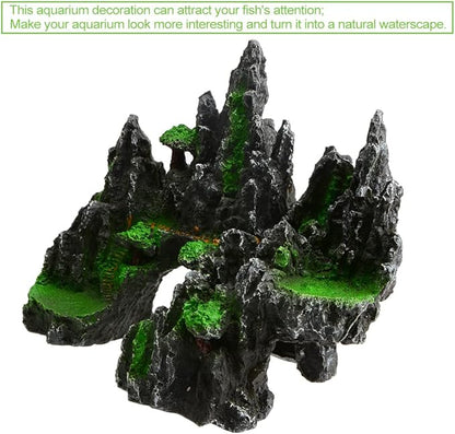 Saim Large Aquarium Mountain View Stone Ornament,Rock Cave Landscape Decorations Artificial Big Mountain Hill View Stone for Aquarium and Reptiles Decorations Mini Garden Decorating Saim