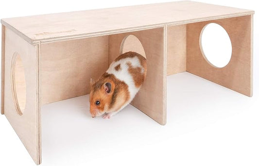 Niteangel Hamster Secret Peep Shed 2-Chamber Hideout & Tunnel Exploring Toys (Large - for Syrian Hamster) Niteangel