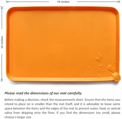 Hoki Found Silicone Pet Food Mats Tray - Non Slip Pet Dog Cat Bowl Mats Placemat - Dog Pet Cat Feeding Mat - Waterproof Dog Cat Food Mats -Pet Water Mats for Carpet -Orange - PAWPICO
